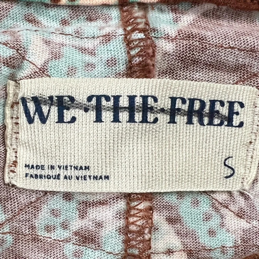 Free People We the Free Nina Floral Printed‎ Tee Brown Green